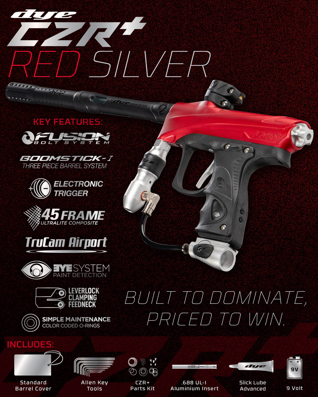 Dye Rize CZR+ Red/Silver Dust – Just Paintball
